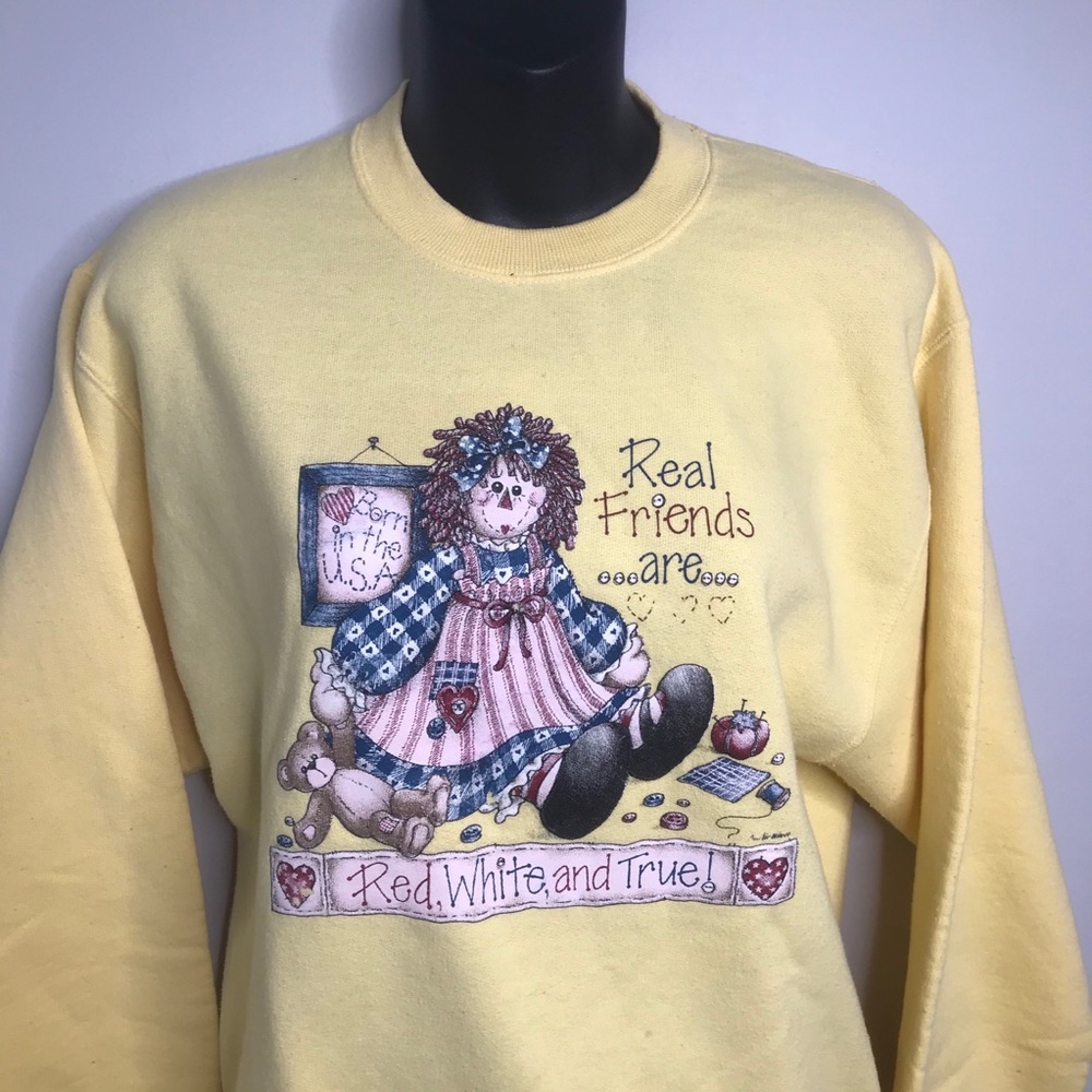 cotton blend raggedy anne granny grandma sweater